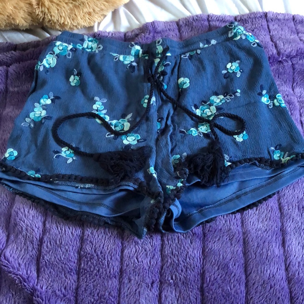 light blue with floral design shorts